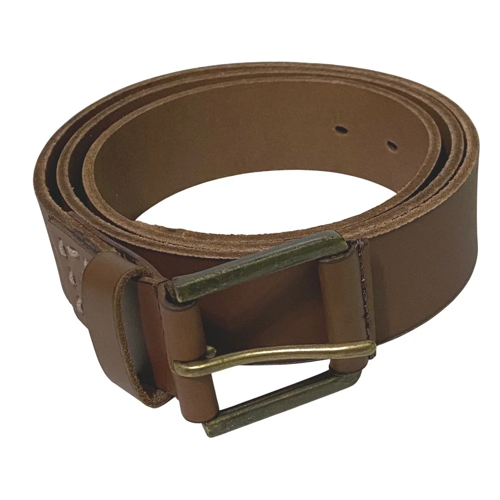 Timberland Mens Brown Genuine Leather Belt Size 44 Rugged Casual Western Buckle